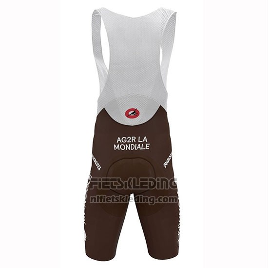 2019 Fietskleding Ag2r La Mondiale Bruin Wit Blauw Korte Mouwen en Koersbroek